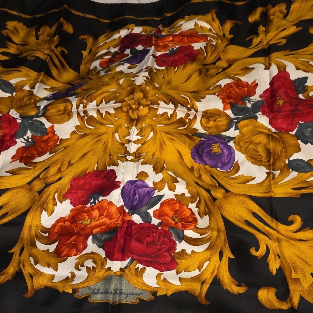 Salvatore Ferragamo Baroque Floral Silk Scarf